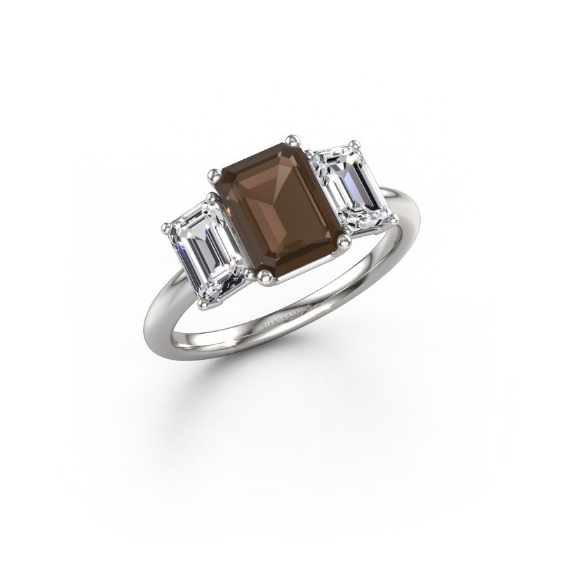 Verlobungsring Sandra 950 Platin Rauchquarz 8x6 mm