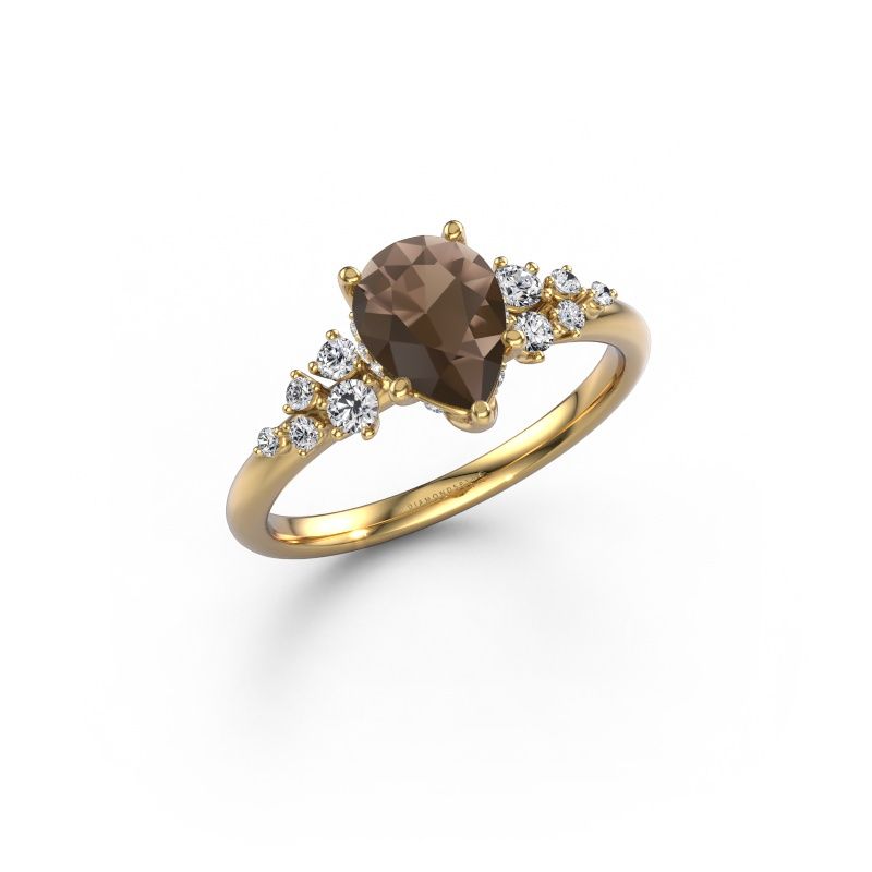Engagement ring Emma PER 585 gold smokey quartz 8x6 mm