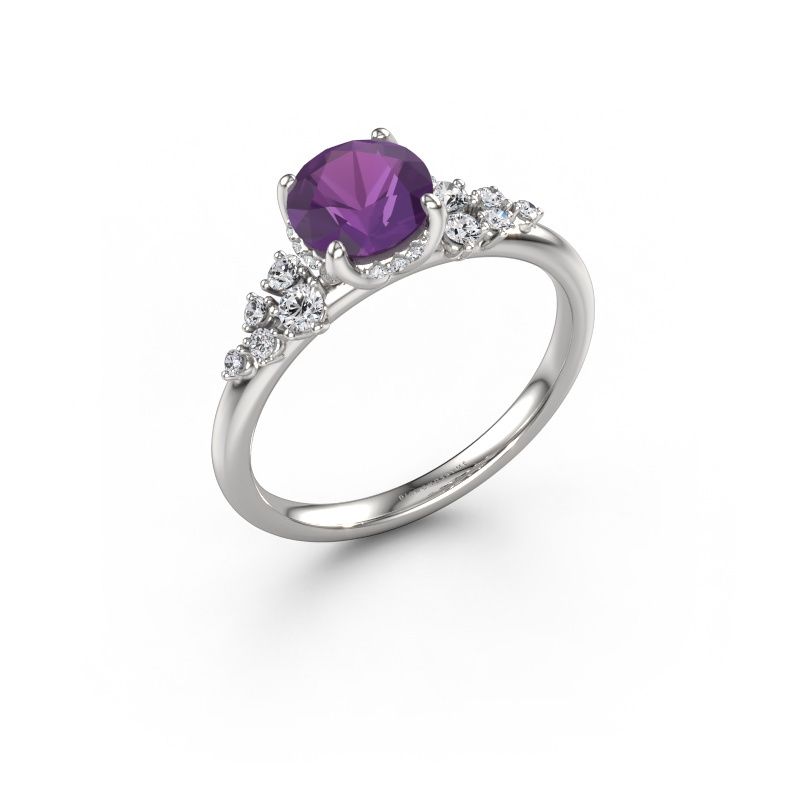 Bague de fiançailles Emma RND 950 platine améthyste 6.5 mm