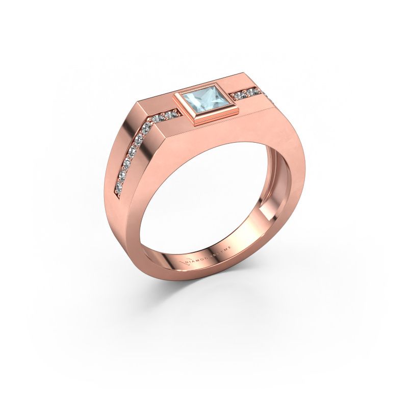 Heren ring Robertus 2 585 rosé goud aquamarijn 4 mm