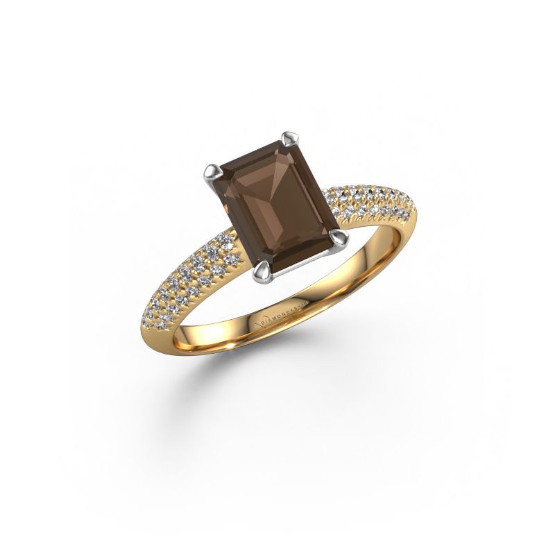 Verlovingsring Morane EME 585 goud rookkwarts 8x6 mm