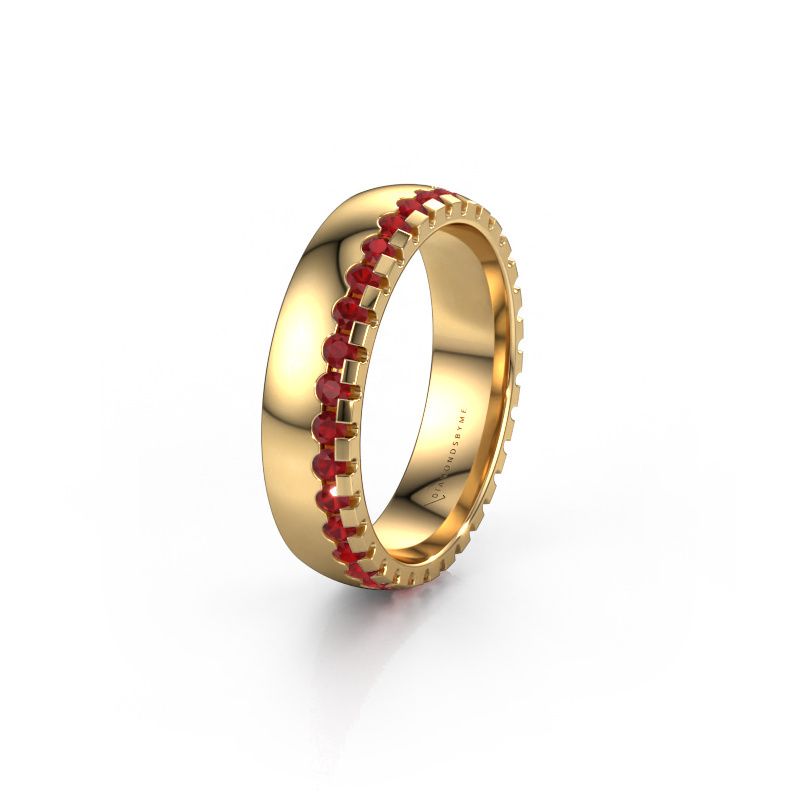 Trouwring WH6122L25B 585 goud robijn ±5x2 mm