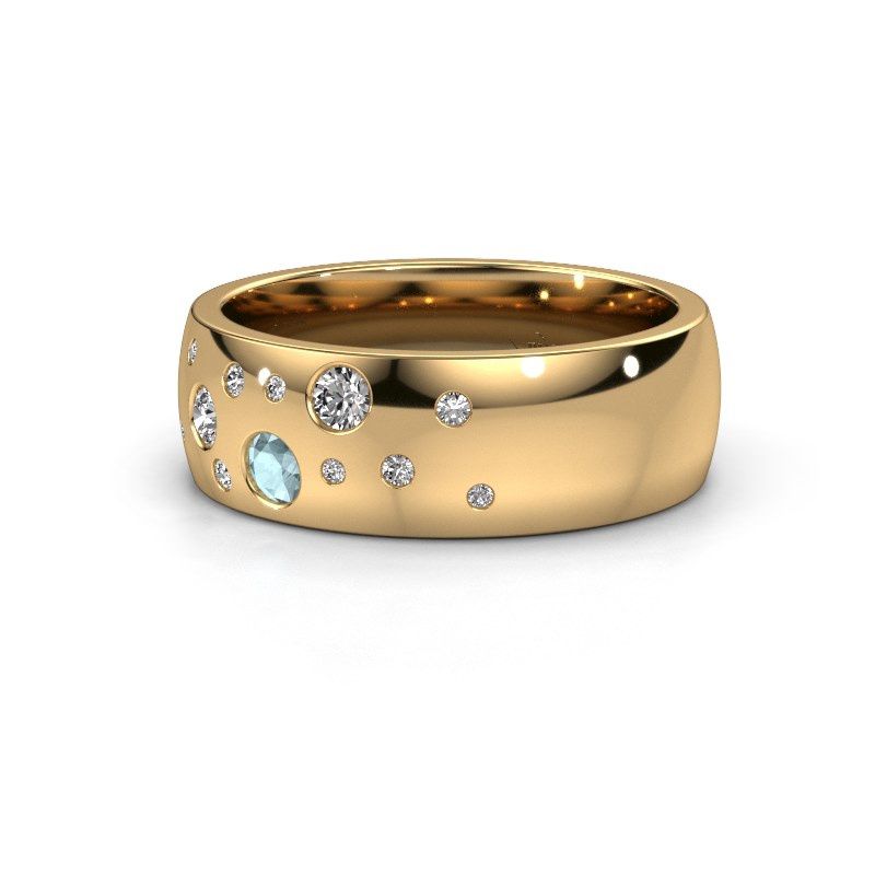 Afbeelding van Trouwring WH0141L26BP 585 goud aquamarijn ±7x2 mm