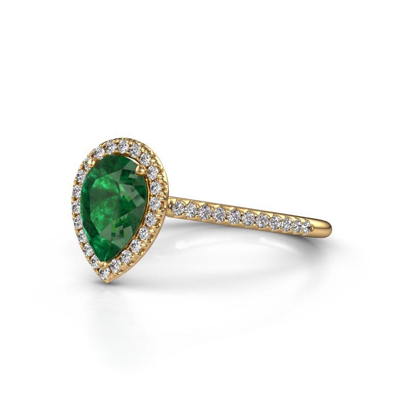 Image of Engagement ring seline per 2<br/>585 gold<br/>Emerald 8x6 mm