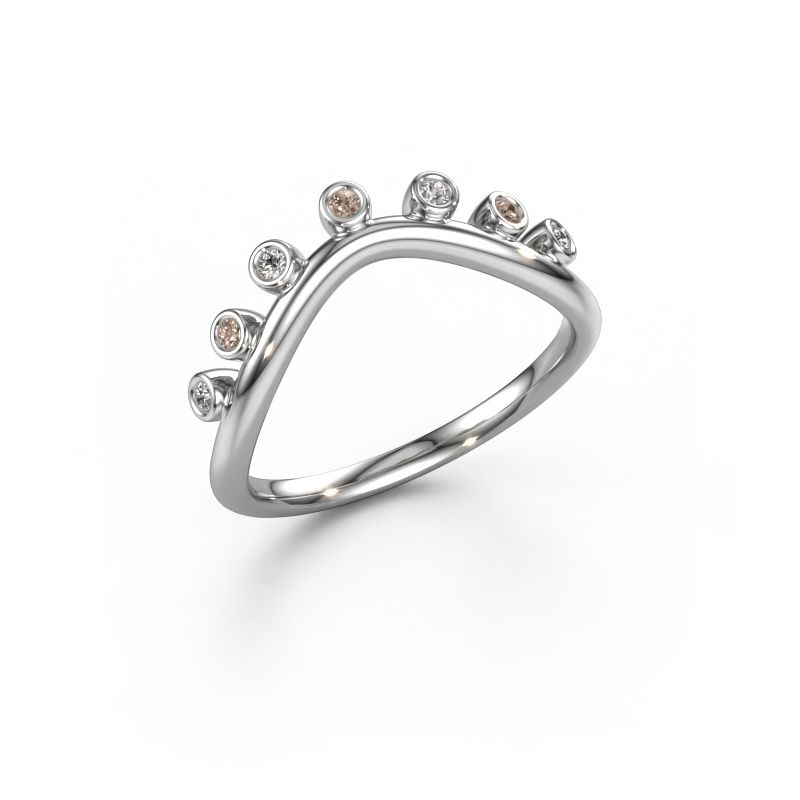 Bague superposée Drop B 585 or blanc diamant brun 0.084 crt