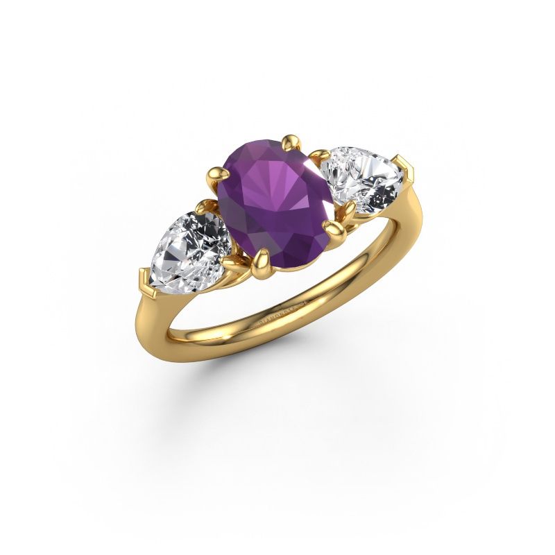 Bague de fiançailles Carma OVL 585 or jaune améthyste 9x7 mm
