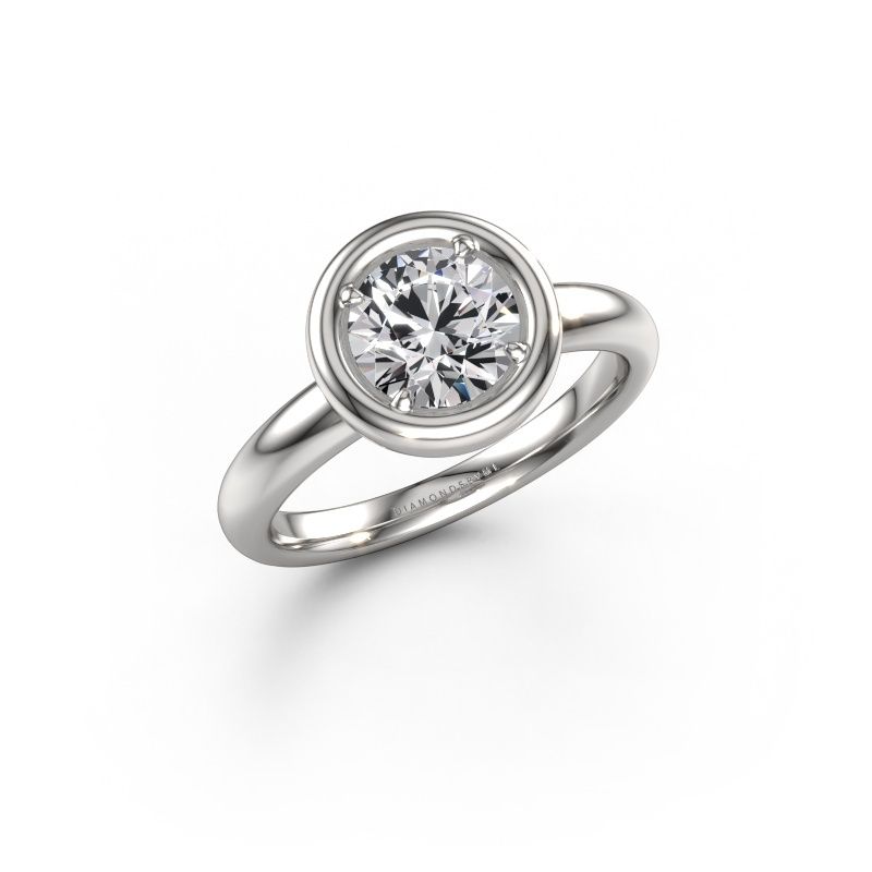 Verlovingsring Noa RND 585 witgoud zirkonia 6.8 mm