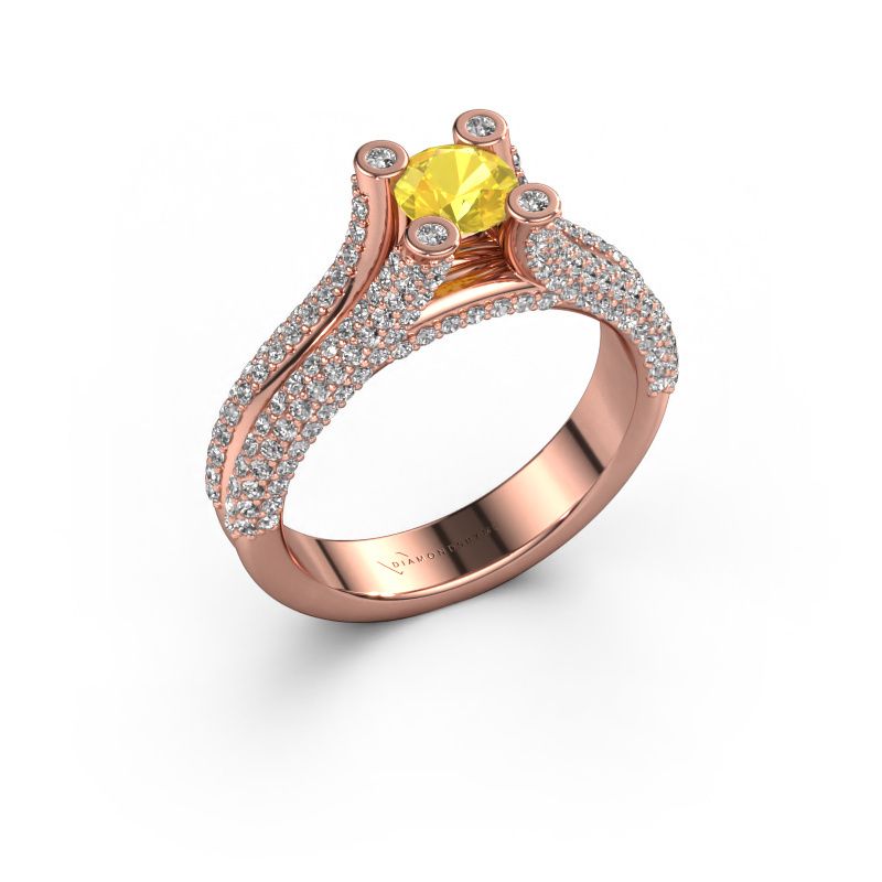 Verlobungsring Stefanie 2 585 Roségold Gelb Saphir 5 mm