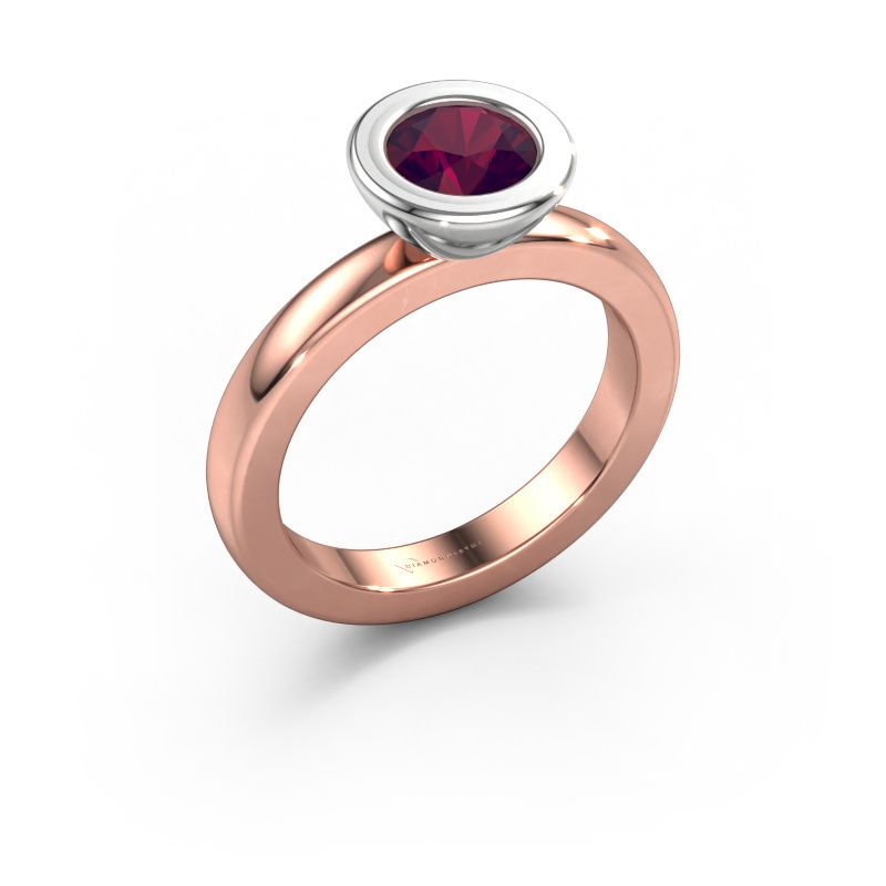 Steckring Eloise Round 585 Roségold Rhodolit 6 mm