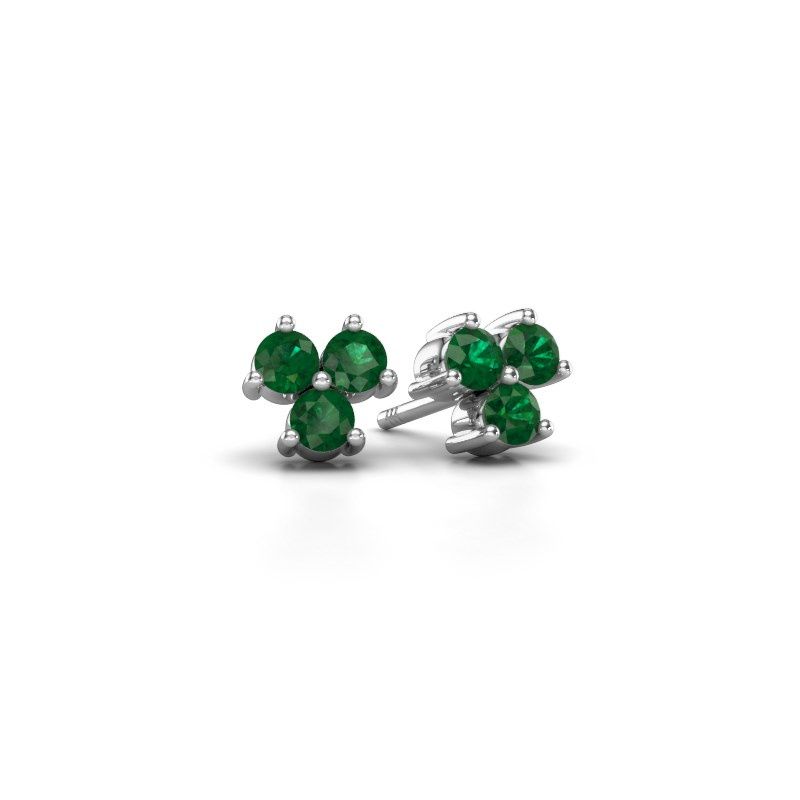 Image of Stud earrings Shirlee 585 white gold emerald 3 mm