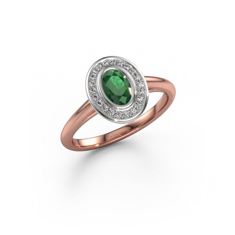Verlobungsring Noud 1 OVL 585 Roségold Smaragd 6x4 mm
