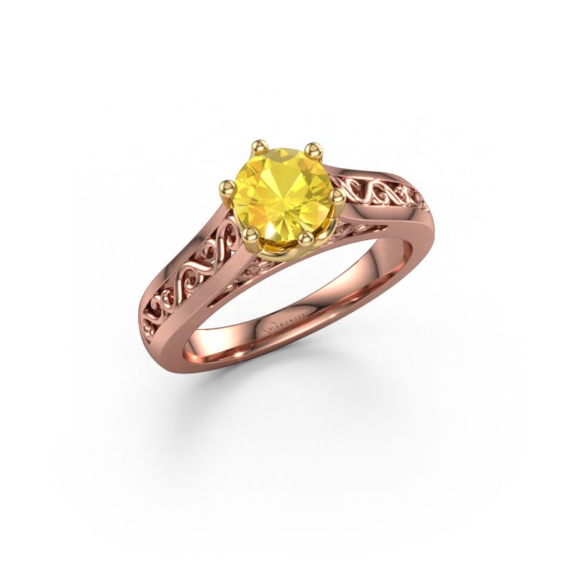 Image of Engagement ring Shan 585 rose gold yellow sapphire 6 mm