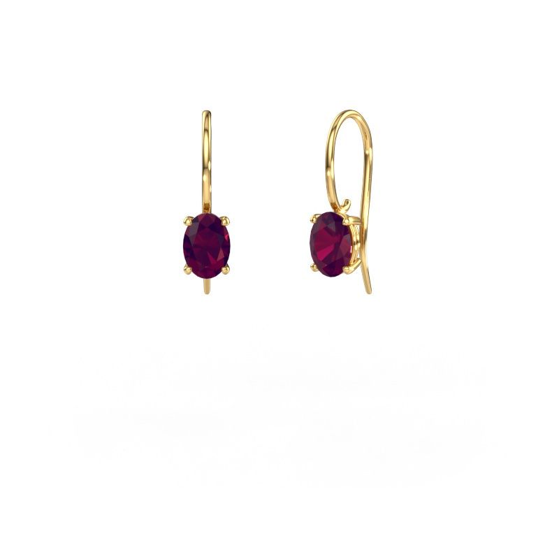 Pendants d'oreilles Cleo OVL 585 or jaune rhodolite 7x5 mm
