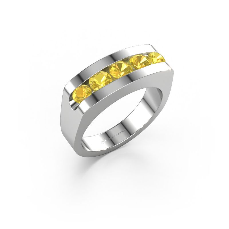 Herrenring Richard 585 Weißgold Gelb Saphir 4 mm