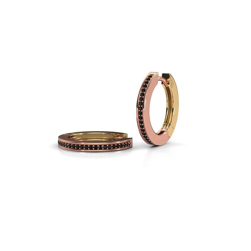 Image of Hoop earrings renee 4 12 mm<br/>585 rose gold<br/>Black diamond 0.456 crt