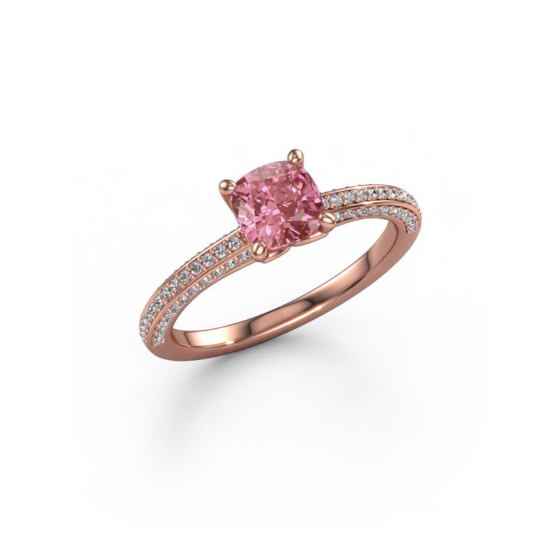 Engagement ring Elenore cus 585 rose gold pink lab grown diamond 5.5 mm