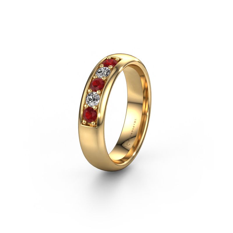 Trouwring WH0111L35BP 585 goud robijn ±5x2 mm