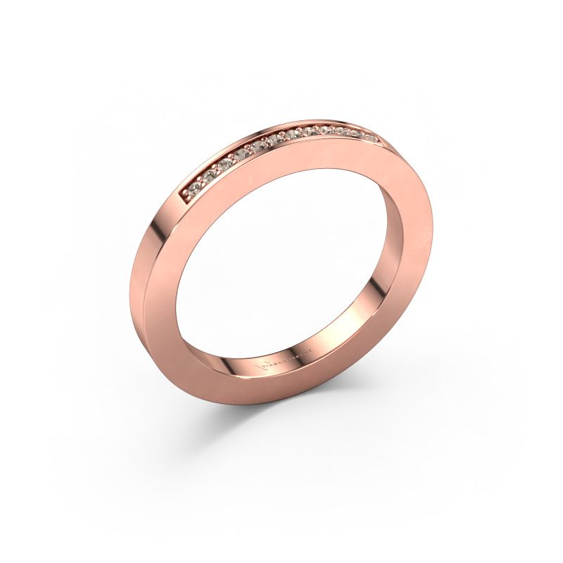 Stackable ring Loes 1 585 rose gold brown diamond 0.08 crt