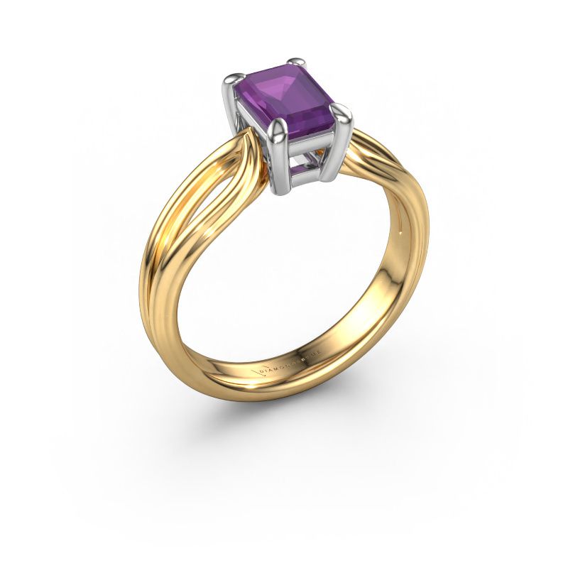 Verlovingsring Antonia eme 1 585 goud amethist 7x5 mm