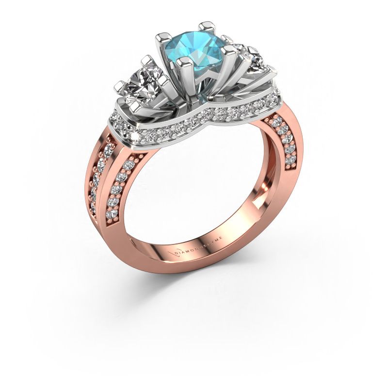 Bague de fiançailles Phileine 585 or rose topaze bleue 5 mm