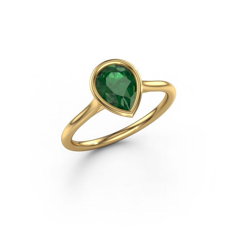 Bague de fiançailles Lavon Per 585 or jaune emeraude 8x6 mm