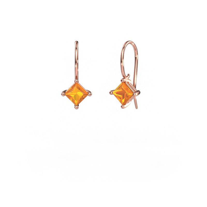 Drop earrings Cleo SQR 585 rose gold citrin 5.5 mm