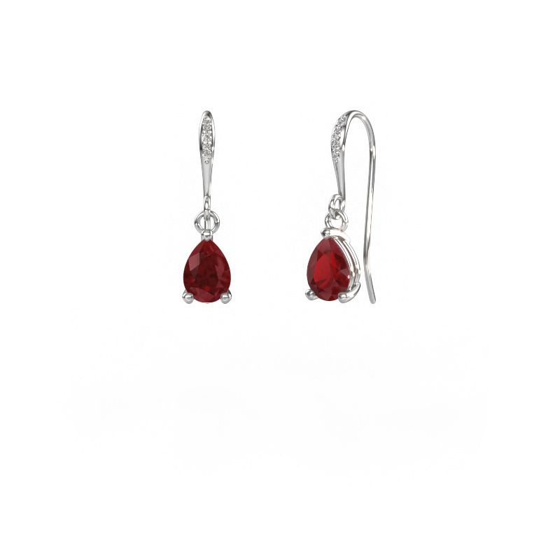 Pendants d'oreilles Laurie PER 2 585 or blanc rubis 7x5 mm