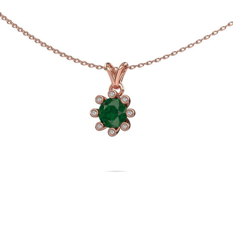Pendentif Carola 3 585 or rose emeraude 6 mm