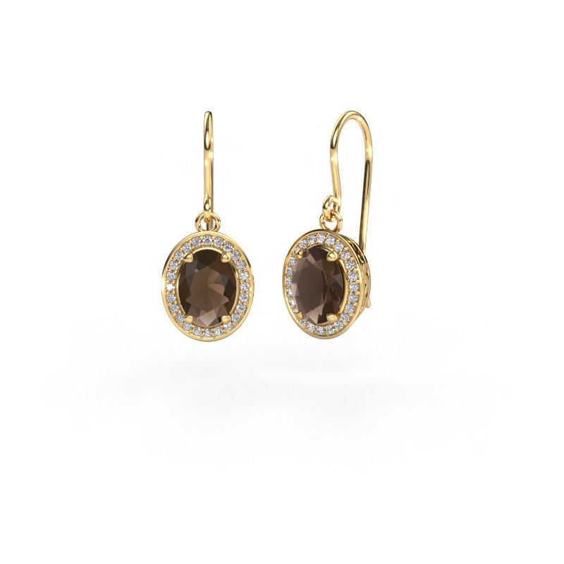Drop earrings Latesha 585 gold smokey quartz 7x5 mm