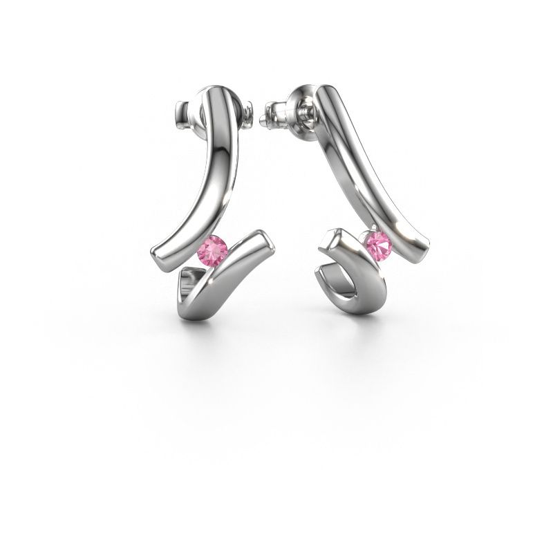 Earrings Amy 950 platinum pink sapphire 2.2 mm