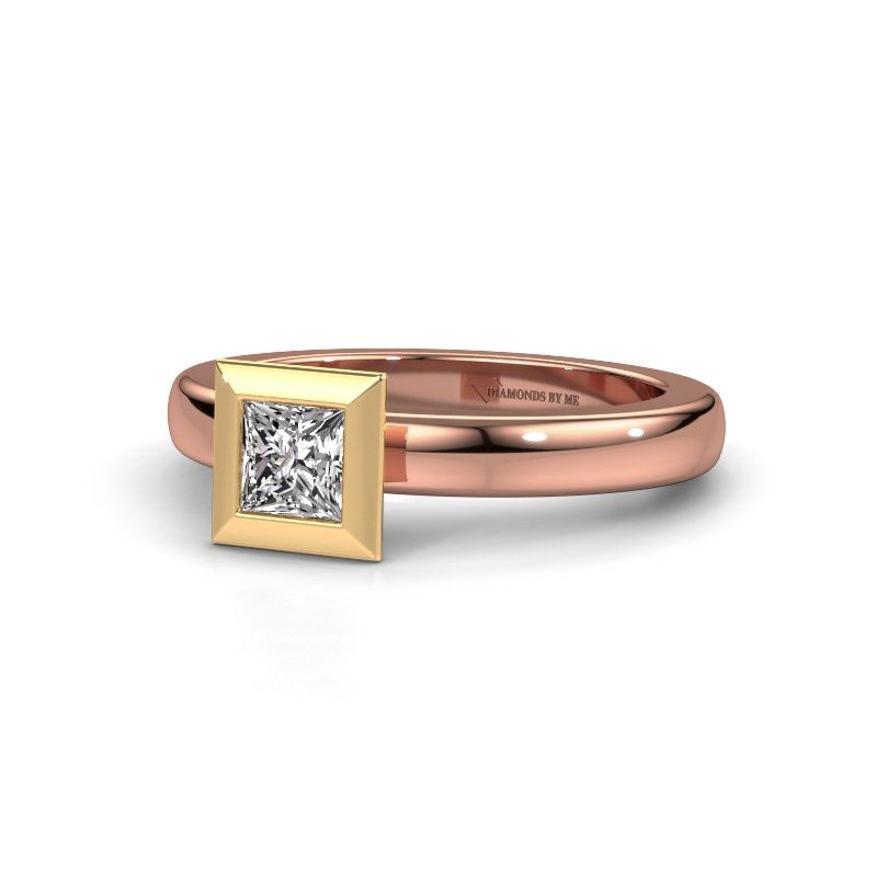 Afbeelding van Stapelring Trudy Square 585 rosé goud diamant 0.40 crt