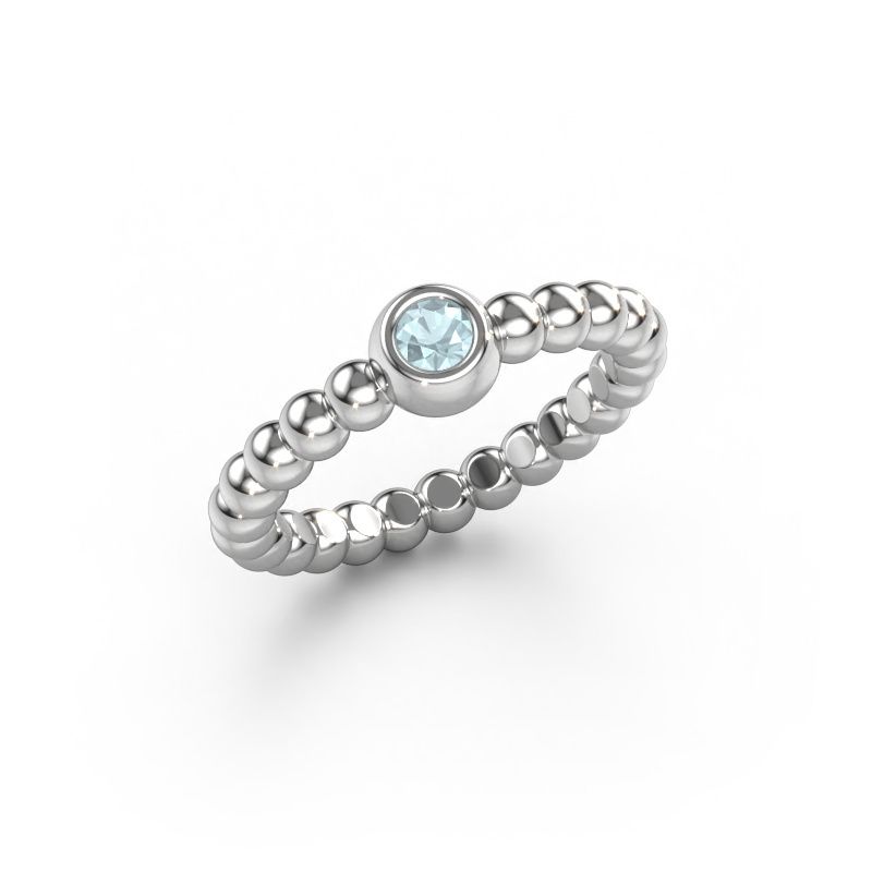 Aanschuifring Dini 585 witgoud aquamarijn 3 mm