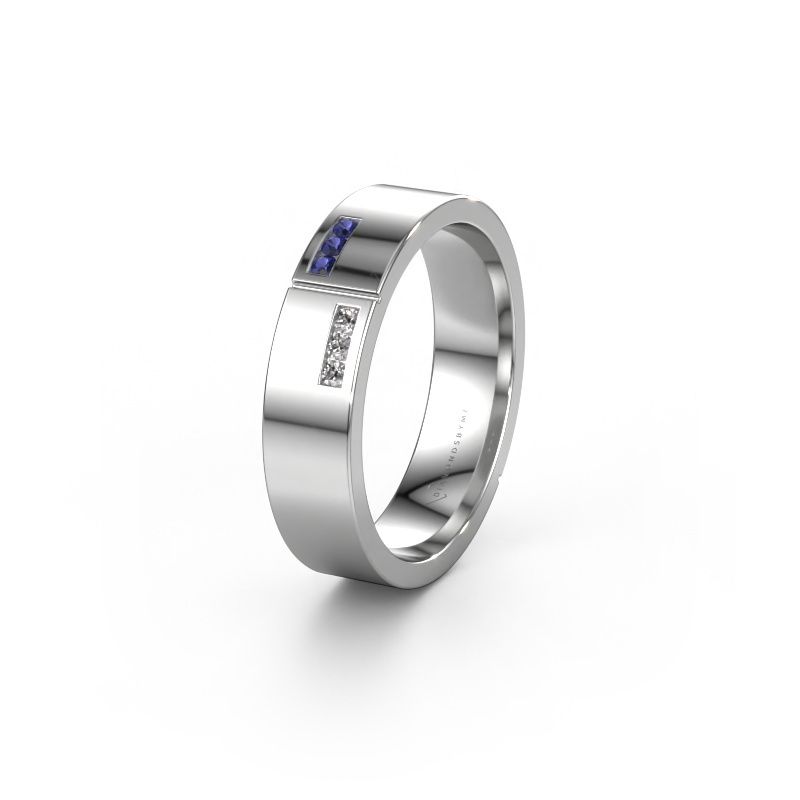 Trouwring WH1106L15AP 585 witgoud saffier ±5x1.7 mm