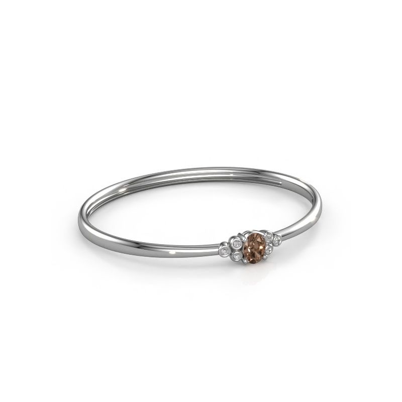 Bracelet jonc Lucy 585 or blanc diamant brun 1.22 crt