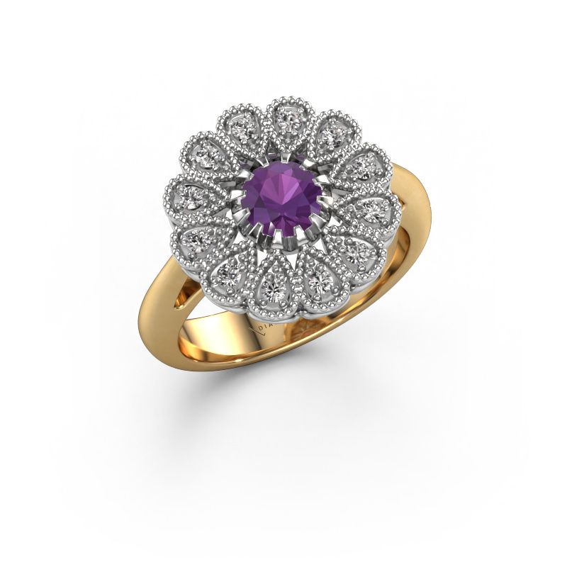Bague de fiançailles Kaat 585 or jaune améthyste 5 mm