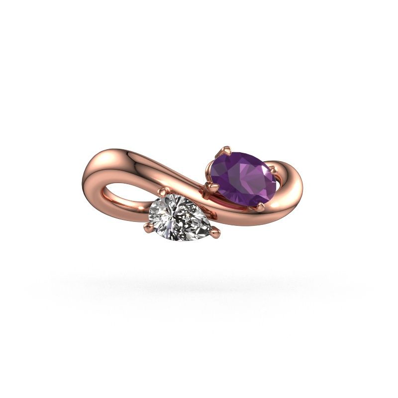 Verlovingsring Chloe OVL-PER 585 rosé goud amethist 6.5x4.5 mm
