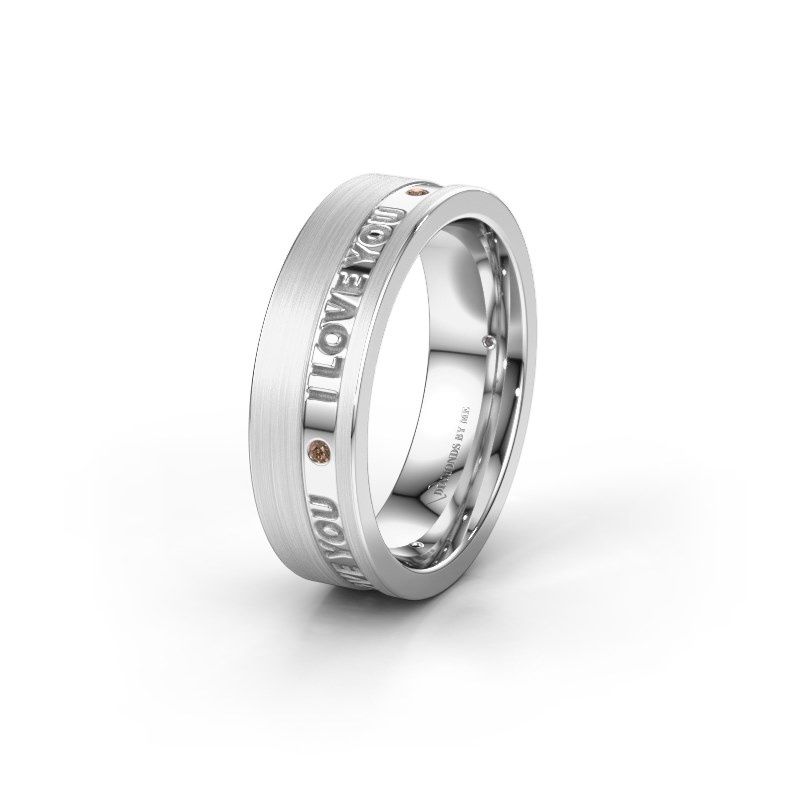 Image of Wedding ring WH2076L16CM<br/>585 white gold ±6x2.2 mm<br/>Brown diamond 0.03 crt