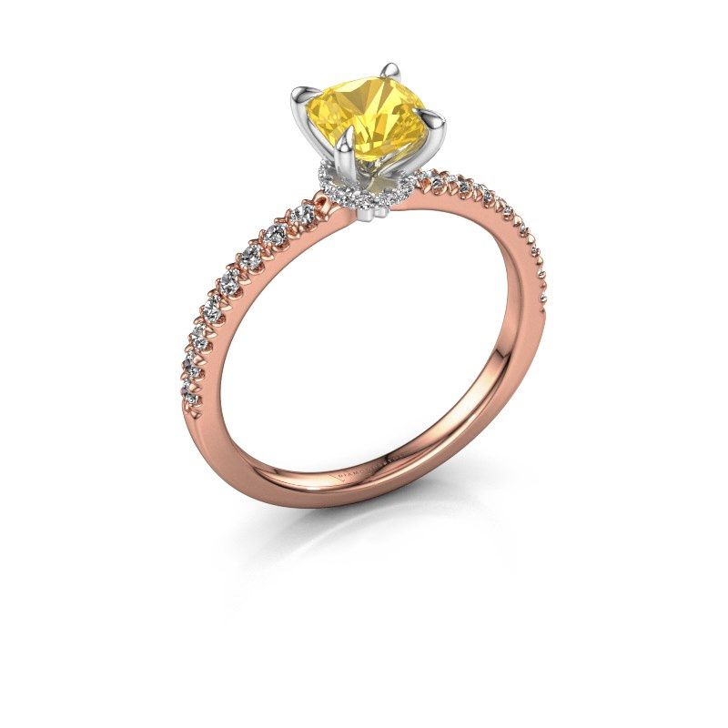 Afbeelding van Verlovingsring Crystal CUS 4 585 rosé goud gele saffier 5.5 mm