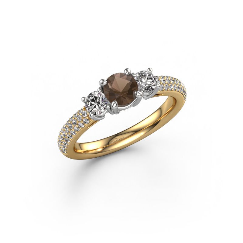Engagement ring Marielle RND 585 gold smokey quartz 6 mm