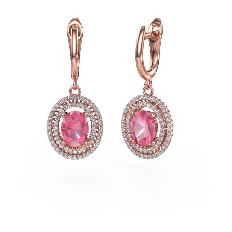 Pendants d'oreilles Karren 585 or rose saphir rose 8x6 mm