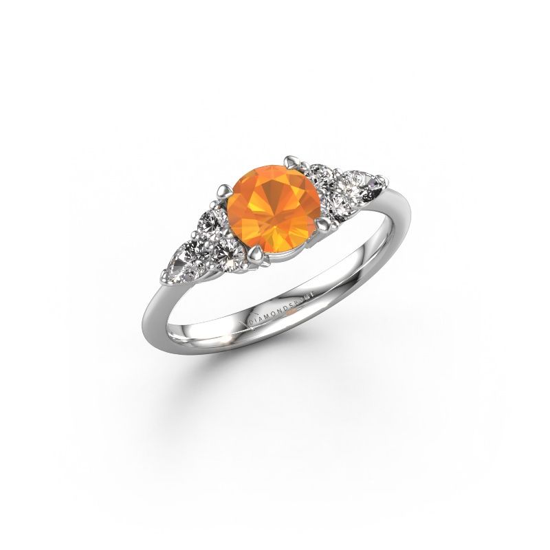 Verlobungsring Melani RND 585 Weißgold Citrin 6 mm