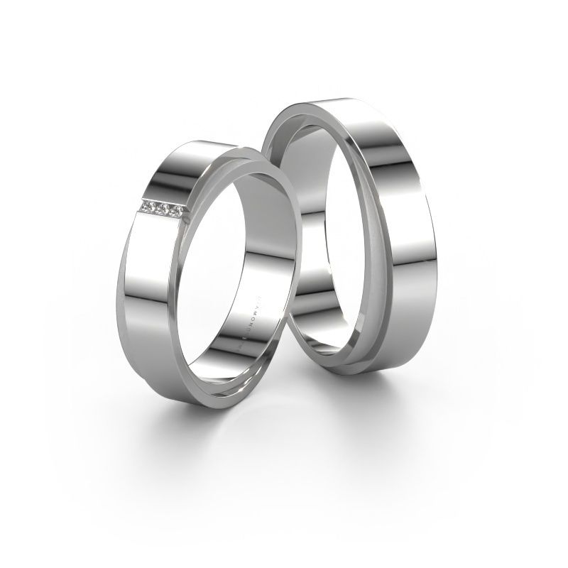 Wedding rings set WH6012LMX6A ±6x1.7 mm 14 Carat white gold diamond 0.008 crt