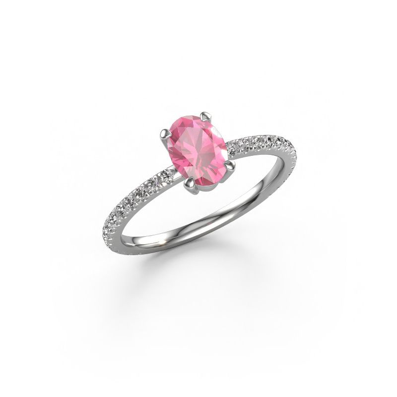 Engagement ring Lynelle 2 950 platinum pink sapphire 7x5 mm