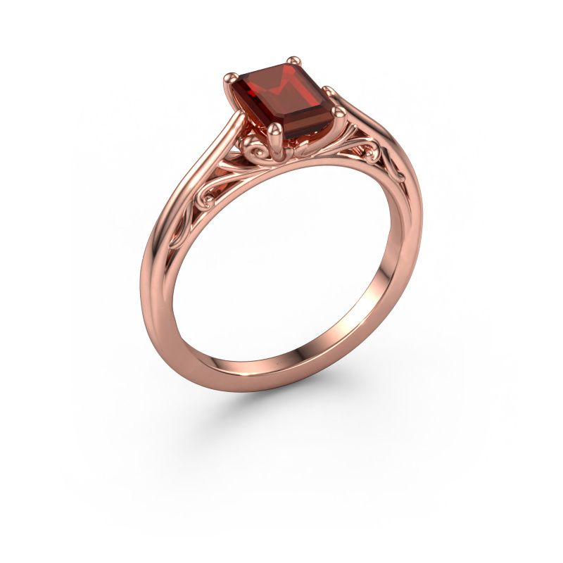Verlobungsring Shannon eme 585 Roségold Granat 7x5 mm