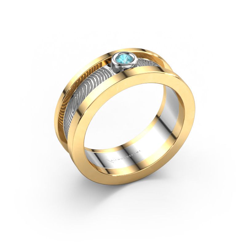 Trouwring Francisca 585 goud ±7x2.1 mm blauw topaas