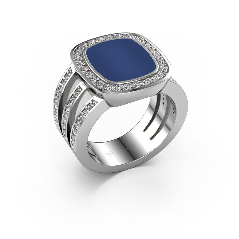 Signet ring Tijn 950 platinum lapis 13x11 mm