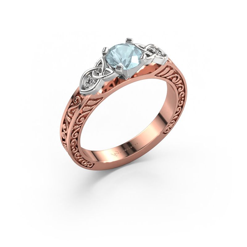 Verlobungsring Gillian 585 Roségold Aquamarin 5 mm