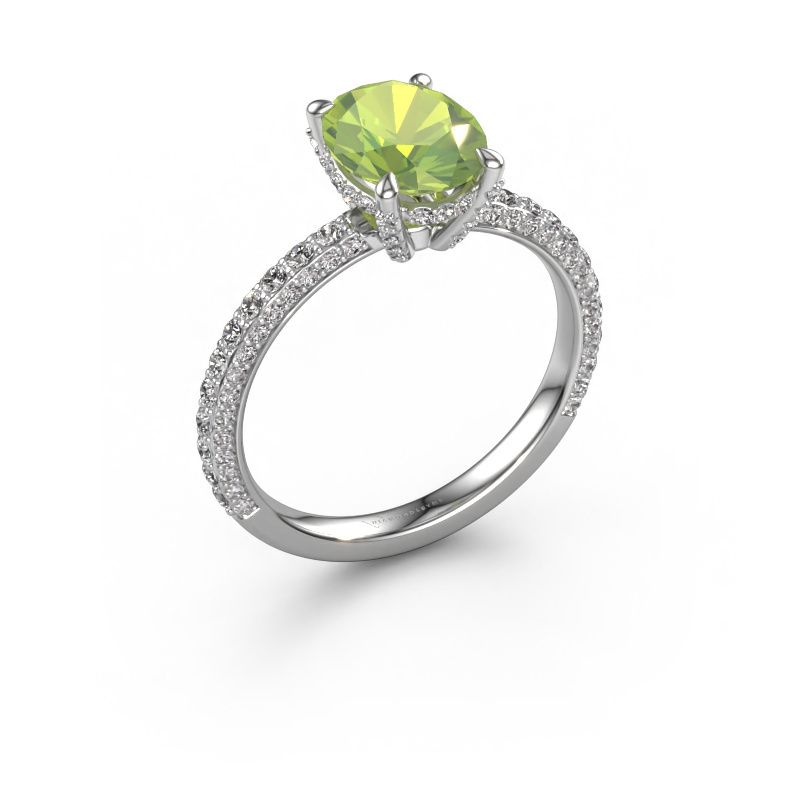 Verlobungsring Saskia 2 OVL 585 Weißgold Peridot 9x7 mm