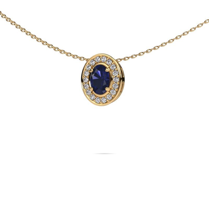 Ketting Madelon 585 goud saffier 6x4 mm