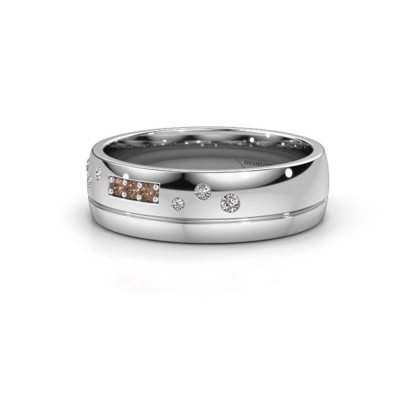 Image of Wedding ring WH0310L26AP<br/>585 white gold ±6x1.7 mm<br/>Brown diamond
